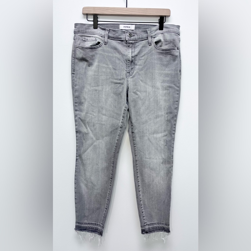 Pistola Distressed Skinny Jeans Grey Gray Raw Hem Size 32
